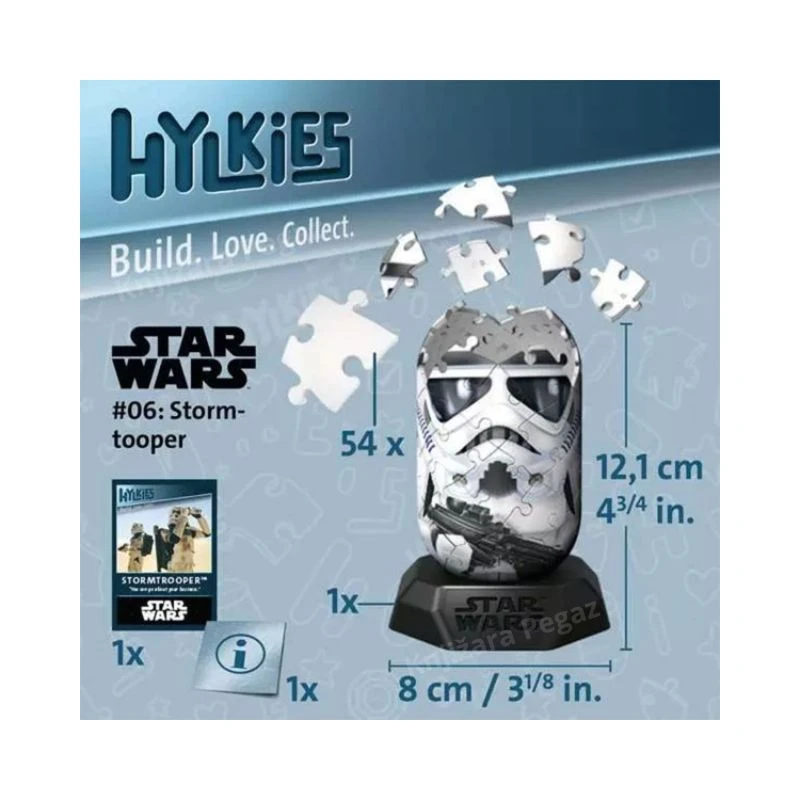 Ravensburger 3D puzzle Hylkies Star Wars Stormtrooper 54 dela  RA12001017 – kolekcionarska 3D slagalica Stormtrooper figura sa postoljem, premium Star Wars puzzle za decu i odrasle