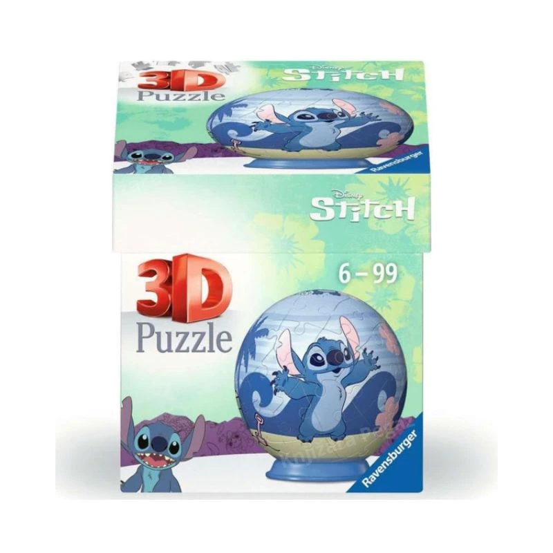 Ravensburger 3D puzzle Stitch RA11597 – trodimenzionalna slagalica sa 54 dela, Disney Stitch puzzle u obliku lopte za decu i odrasle, premium Ravensburger kvalitet