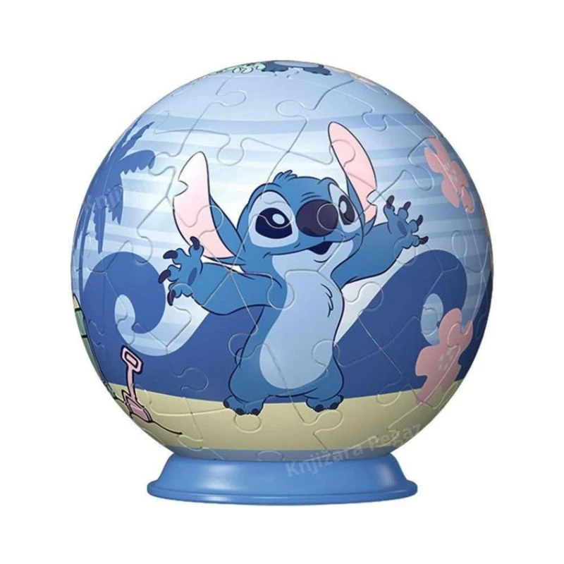 Ravensburger 3D puzzle Stitch RA11597 – trodimenzionalna slagalica sa 54 dela, Disney Stitch puzzle u obliku lopte za decu i odrasle, premium Ravensburger kvalitet