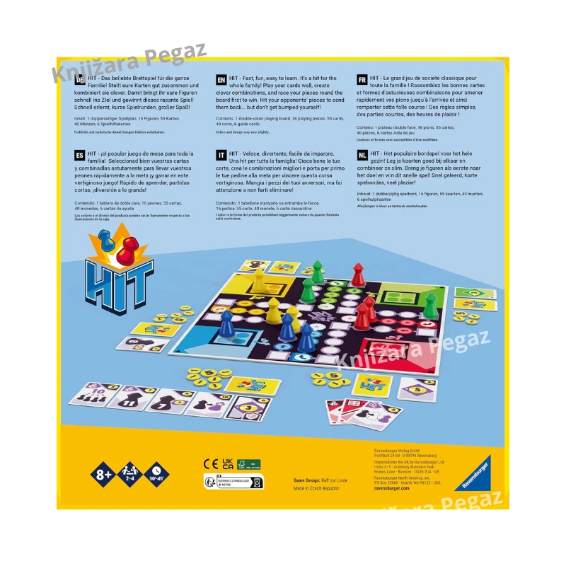 Ravensburger HIT porodična društvena igra sa tablom, kartama i figurama, za 2–4 igrača, uzrast 8+ RA22456