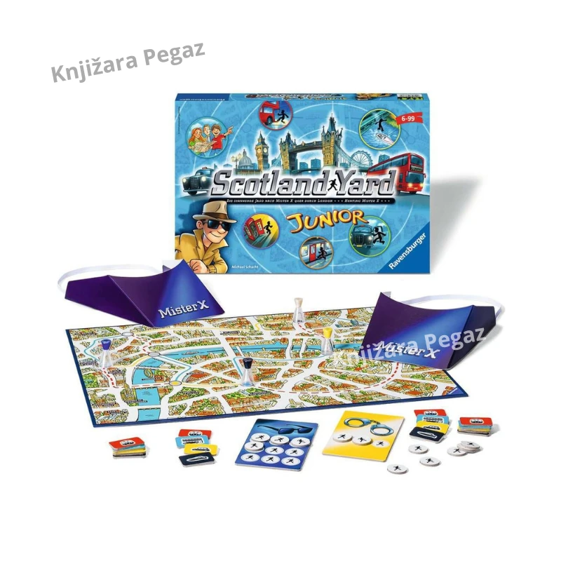Ravensburger Scotland Yard Junior detektivska društvena igra za decu 6+ – potraga za Gospodinom X kroz London, za 2–4 igrača RA22289