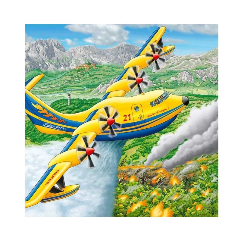 Ravensburger puzzle 3×49 delova Iznad oblaka RA05033 – dečja slagalica sa avionima i helikopterom, edukativne puzzle za uzrast 5+, premium Ravensburger kvalitet