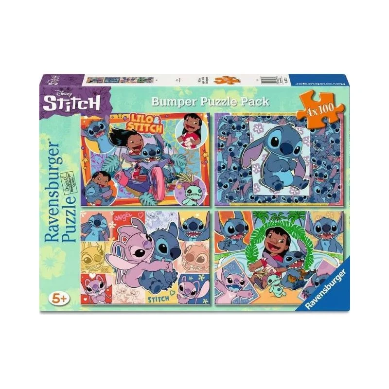 Ravensburger Stitch puzzle 4x100 delova RA05731, Disney slagalice za decu Lilo i Stitch, uzrast 5+