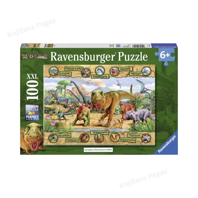Ravensburger puzzle - Dinosaurusi 100 delova XXL, edukativna slagalica za decu 6+ RA10609