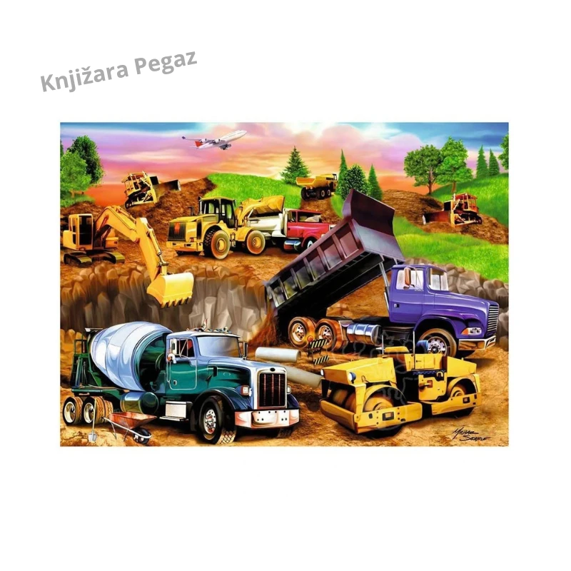 Ravensburger Gradilište puzzle sa bagerom i kamionima za decu od 4 godine, slagalica sa 60 delova, 36 x 26 cm RA09525