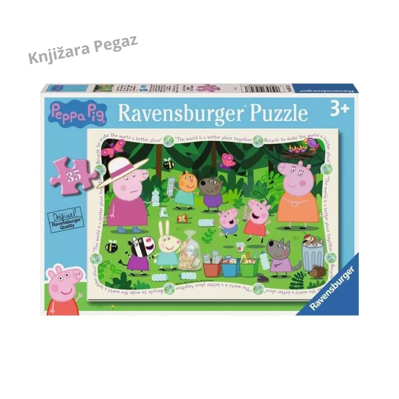Ravensburger Pepa Prase puzzle za decu od 3 godine, slagalica sa 35 delova i motivom reciklaže, 26 x 18 cm RA05618