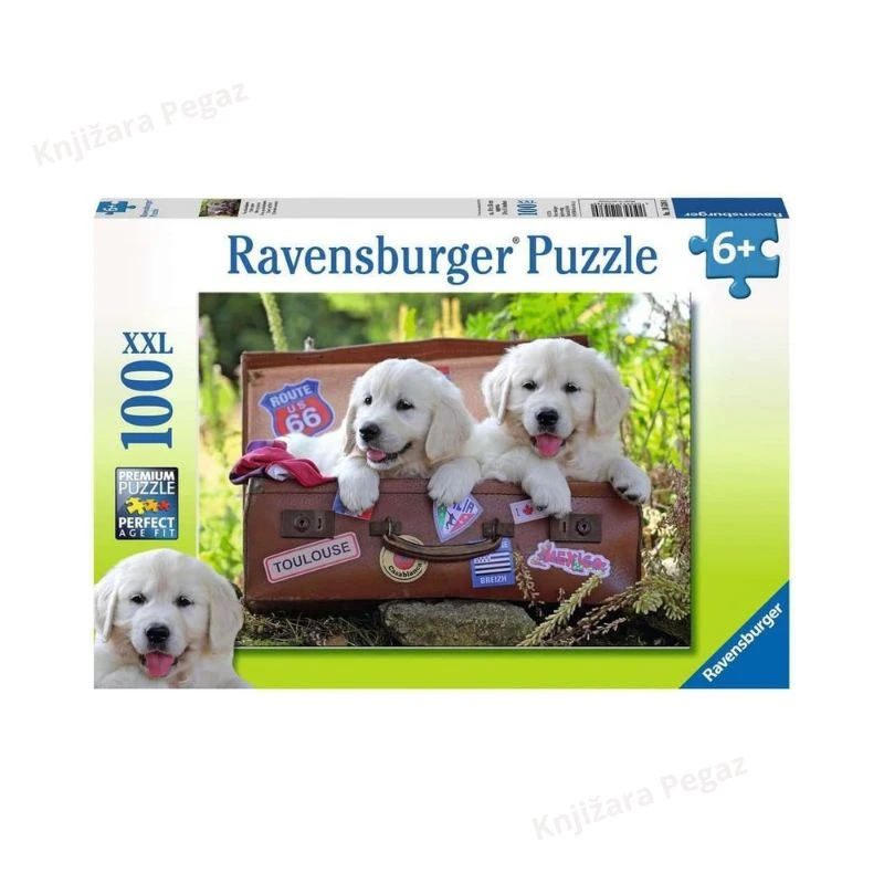Ravensburger puzzle - Psi u koferu 100 delova, XXL slagalica za decu 6+ RA10538