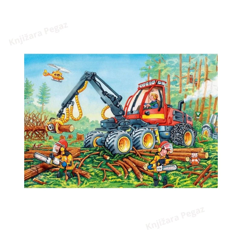 Ravensburger puzzle - Radovi na putu, 2x24 delova, edukativna slagalica za decu uzrasta 4+, građevinske mašine RA07802