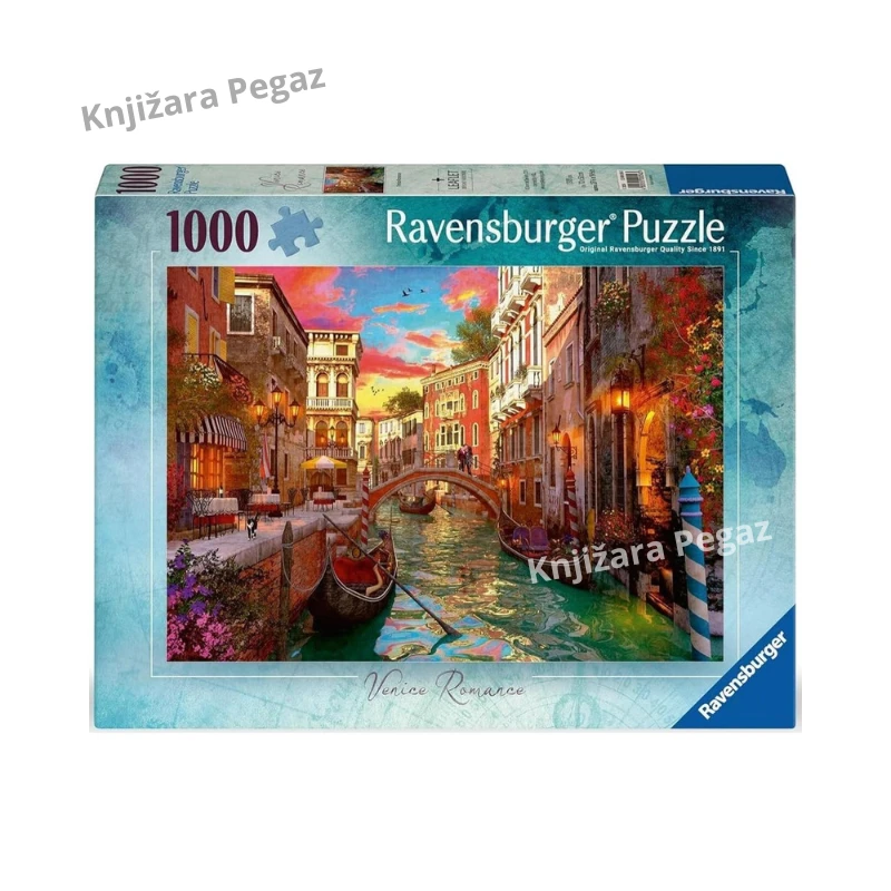 Ravensburger Romantična Venecija (Venice Romance) puzzle 1000 delova za odrasle i uzrast 12+ slagalica sa gondolama i kanalom, 70 x 50 cm RA12000056
