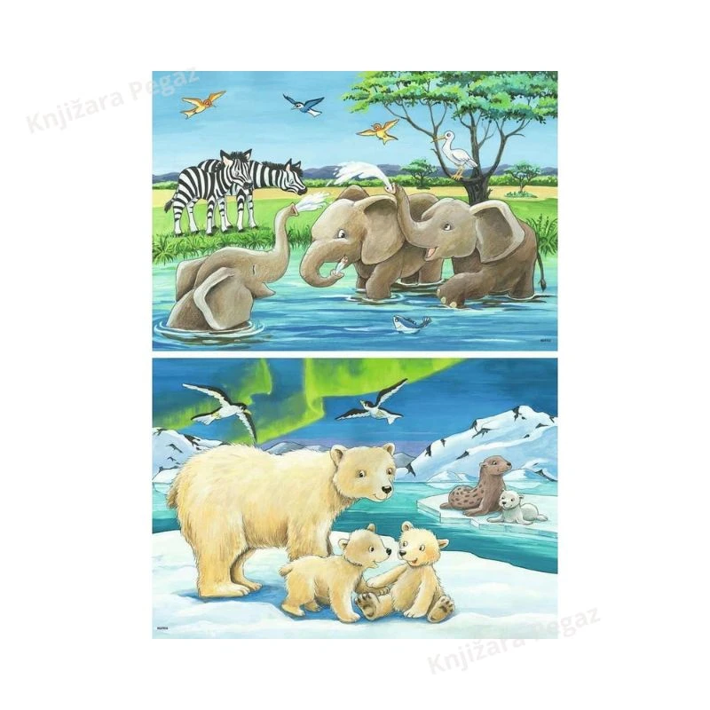 Ravensburger puzzle - Safari životinje i mladunci, 2x12 delova, dečije edukativne slagalice, 3+ RA05095