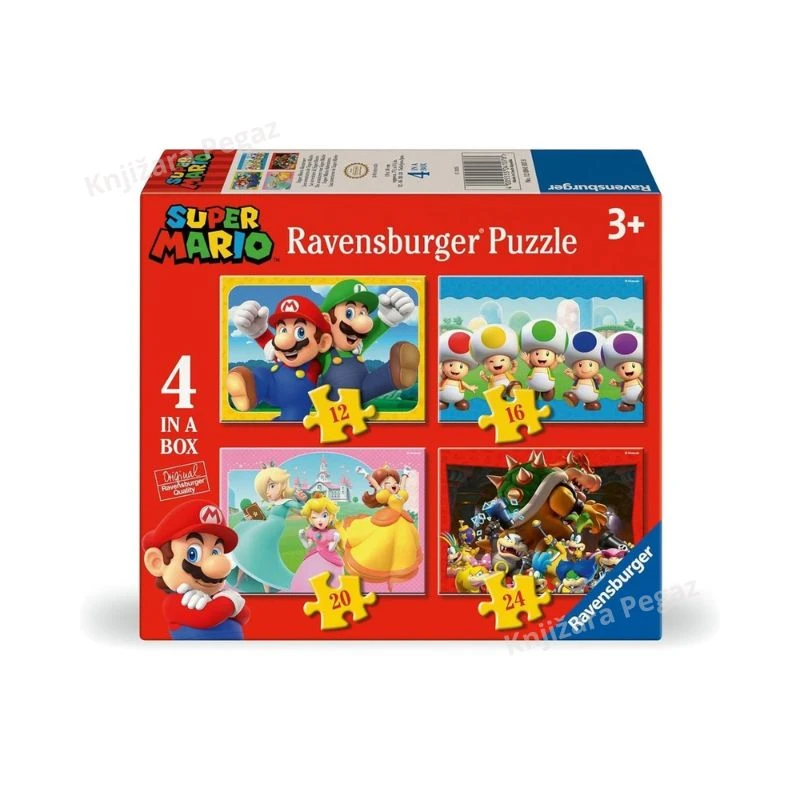 Ravensburger puzzle Super Mario slagalice za decu, 4u1, edukativne puzle za uzrast 3+ RA12004107
