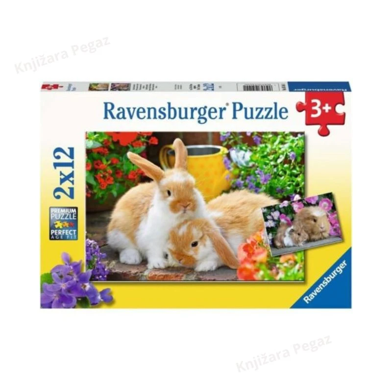 Ravensburger puzzle Vreme je za maženje, 2x12 delova , slagalice za decu 3+ RA05144