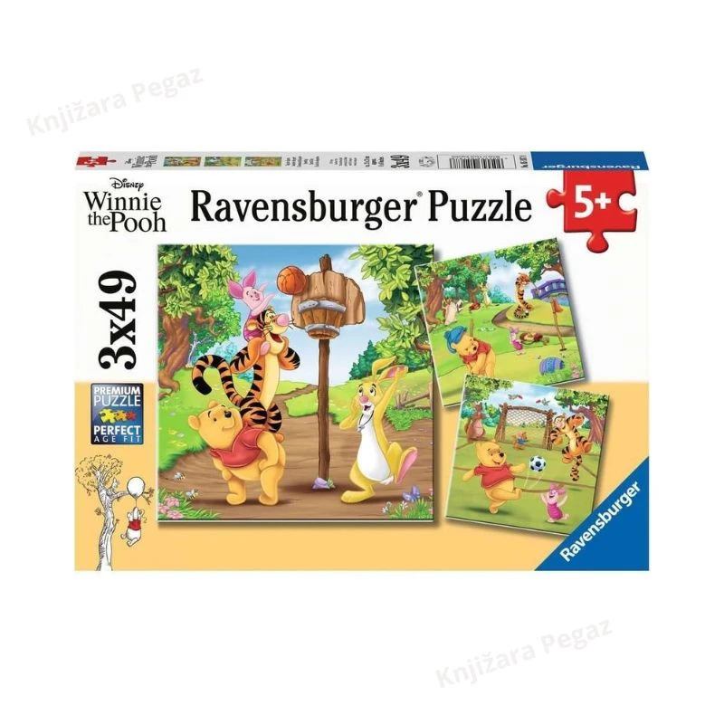 Ravensburger puzzle - Winnie the Pooh, 3x49 delova, edukativne slagalice za decu 5+ sa Dizni likovima RA05187