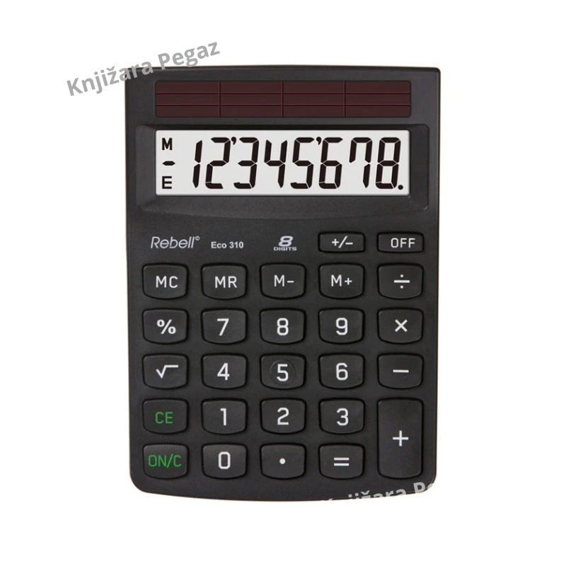 Rebell ECO310 komercijalni kalkulator 8 cifara 100% solarni crni 102x143 mm