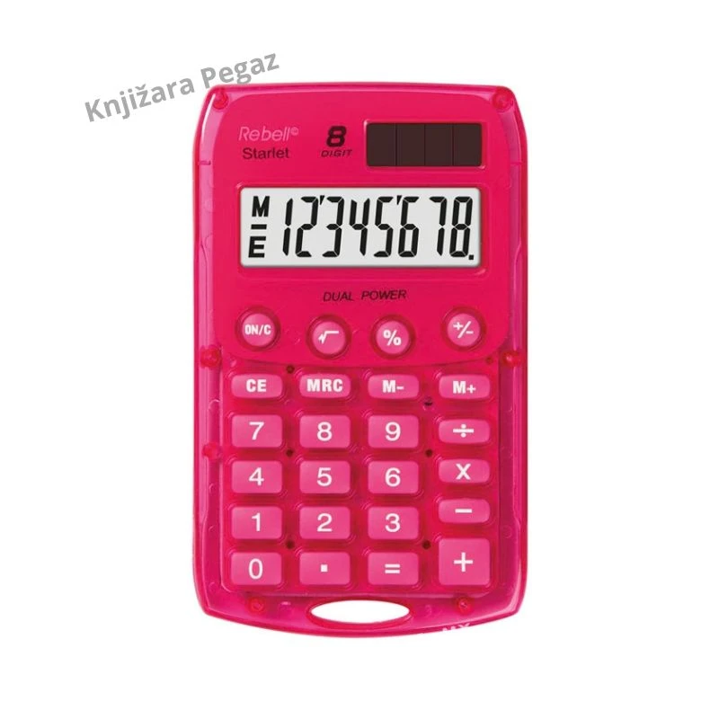Rebell STARLET džepni kalkulator 8 cifara solarni + baterija roze 67x113 mm RE-STARLETP