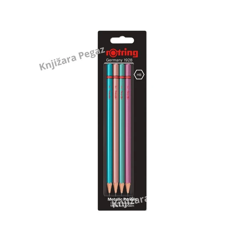 ROTRING Metallic grafitne olovke HB 1/4 – set 4 metalik boje R90067