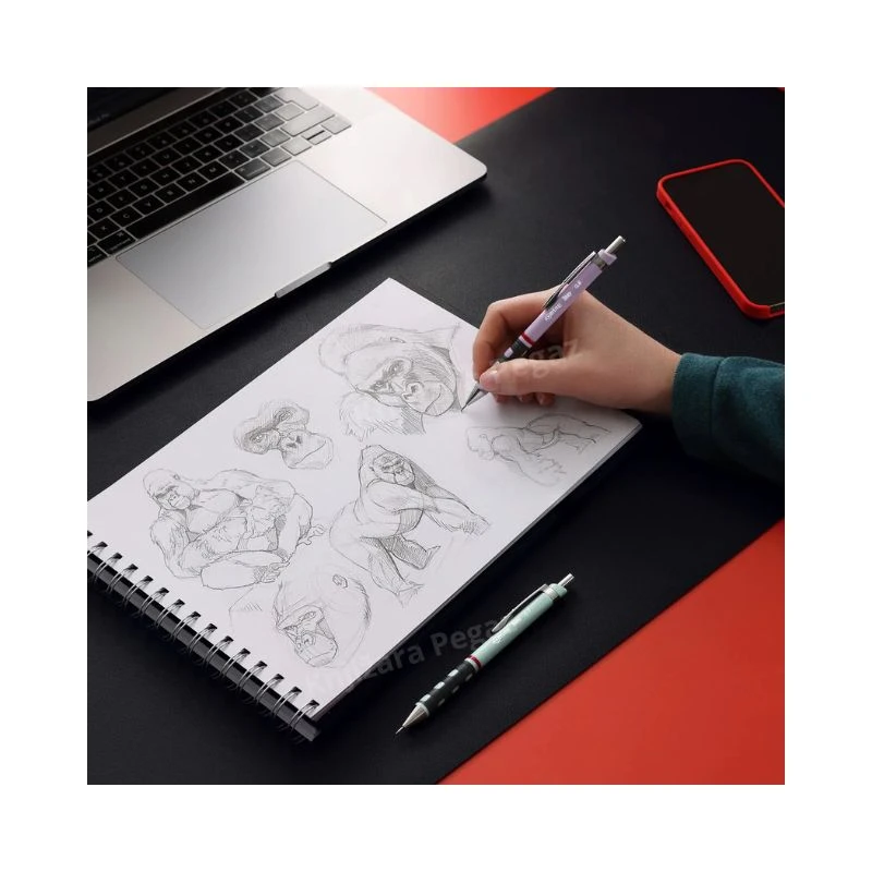 ROTRING Tikky tehnička olovka 0.5 mm pastel ljubičasta (lila) – ergonomska mehanička olovka sa gumenim gripom, izdržljivim mehanizmom za precizno pisanje i crtanje