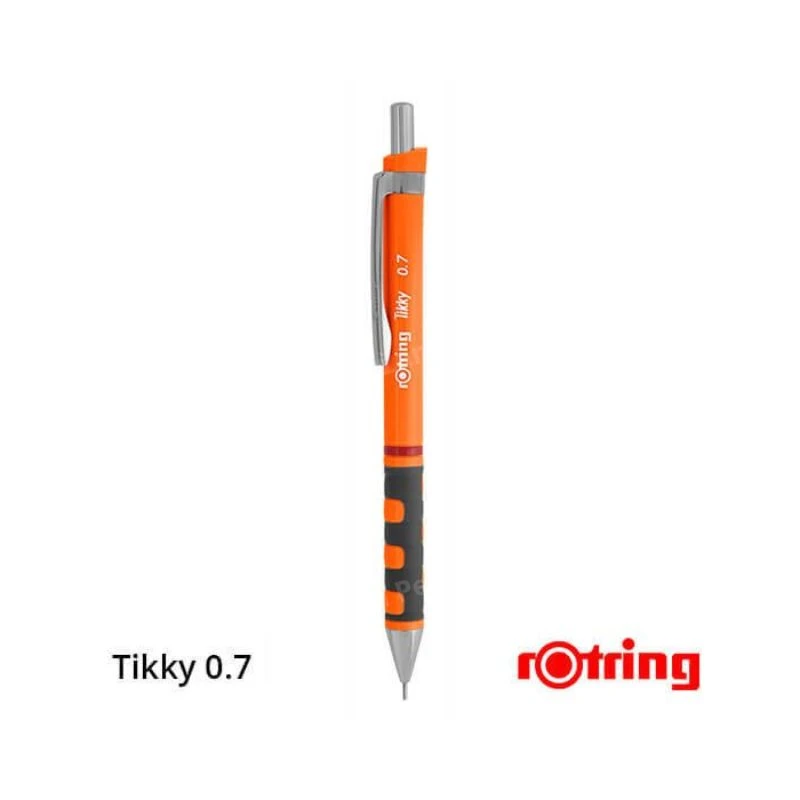 ROTRING Tikky tehnička olovka 0.7 mm neon narandžasta – profesionalna mehanička olovka sa mesinganim mehanizmom, soft-touch gripom i fiksnim vrhom za precizno pisanje i tehničko crtanje