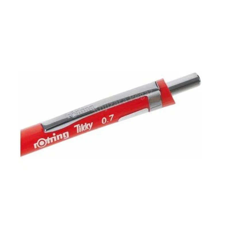 ROTRING Tikky tehnička olovka 0.7 mm crvena – precizna mehanička olovka sa mesinganim mehanizmom, soft-touch ergonomskim gripom i fiksnim vrhom za pisanje, crtanje i tehničko skiciranje