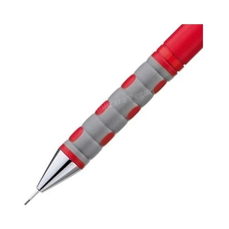 ROTRING Tikky tehnička olovka 0.7 mm crvena – precizna mehanička olovka sa mesinganim mehanizmom, soft-touch ergonomskim gripom i fiksnim vrhom za pisanje, crtanje i tehničko skiciranje