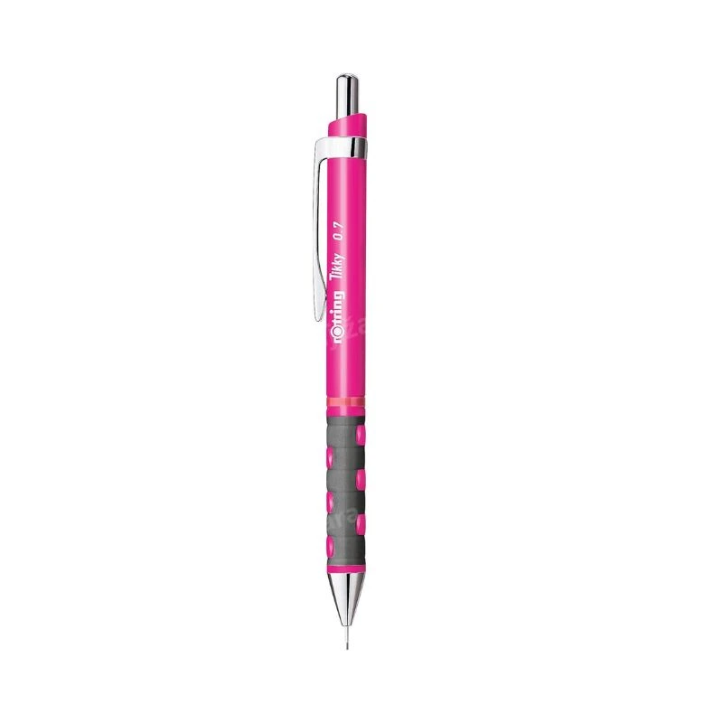 ROTRING Tikky tehnička olovka 0.7 mm neon pink – precizna mehanička olovka sa mesinganim mehanizmom, ergonomskim soft-touch gripom i fiksnim metalnim vrhom za pisanje i tehničko crtanje