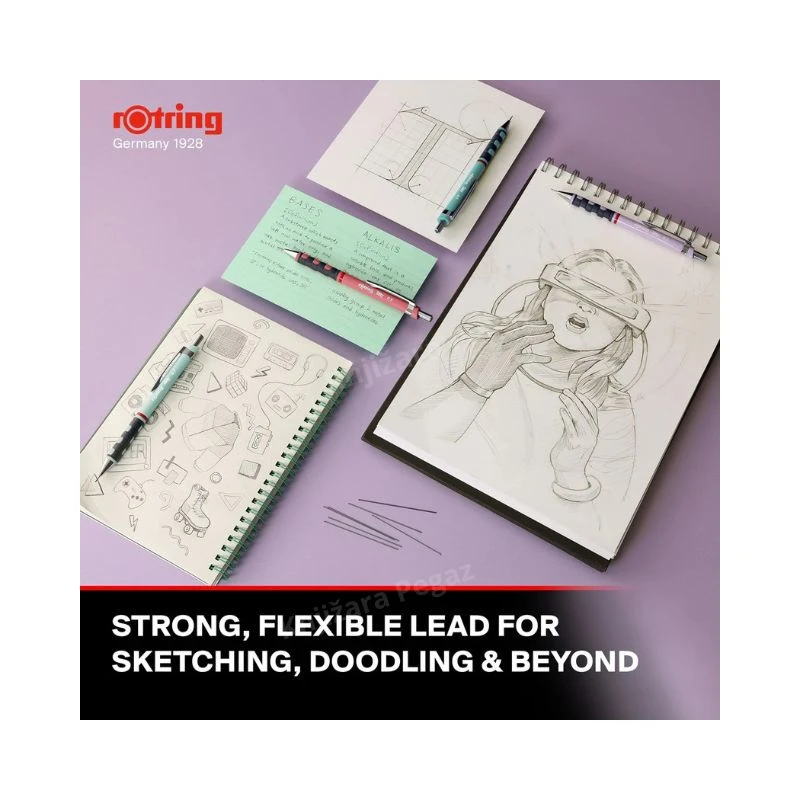 ROTRING Tikky tehnička olovka pastel 0.5 mm-tea rose – ergonomska mehanička olovka sa gumenim gripom, izdržljivim mesinganim mehanizmom za precizno pisanje i crtanje