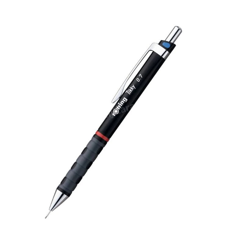 ROTRING Tikky tehnička olovka 0.7 mm crna – precizna mehanička olovka sa mesinganim mehanizmom, soft-touch gripom i fiksnim vrhom za pisanje, skiciranje i tehničko crtanje