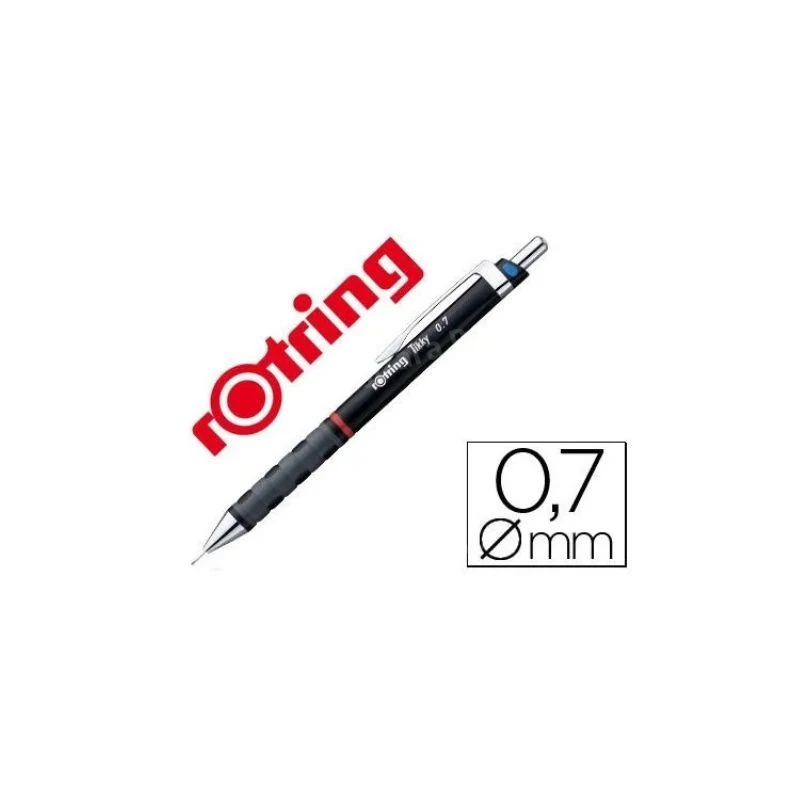 ROTRING Tikky tehnička olovka 0.7 mm crna – precizna mehanička olovka sa mesinganim mehanizmom, soft-touch gripom i fiksnim vrhom za pisanje, skiciranje i tehničko crtanje