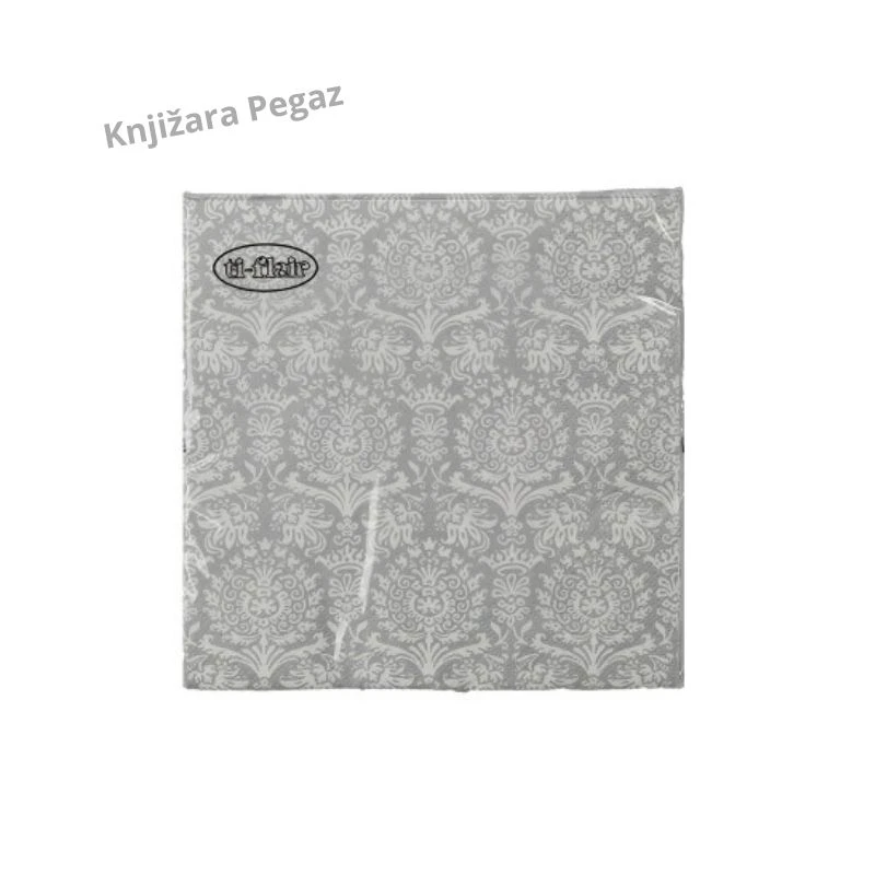 Spirit Events Everyday 02 salvete 33 × 33 cm 3-slojne 20/1 – sivo-beli ornamentalni dezen