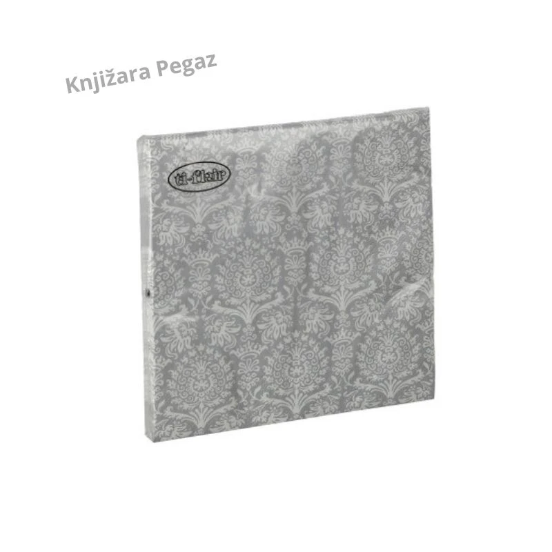 Spirit Events Everyday 02 salvete 33 × 33 cm 3-slojne 20/1 – sivo-beli ornamentalni dezen