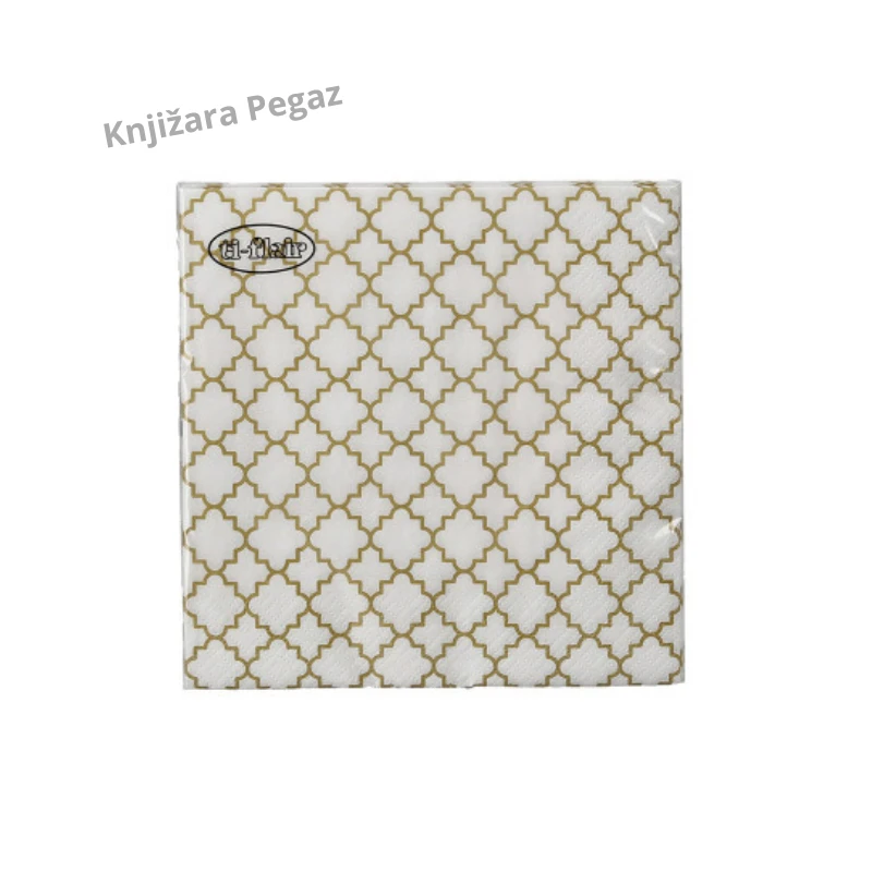 Spirit Events Everyday 03 salvete 33 × 33 cm 3-slojne 20/1 – belo-zlatni dezen