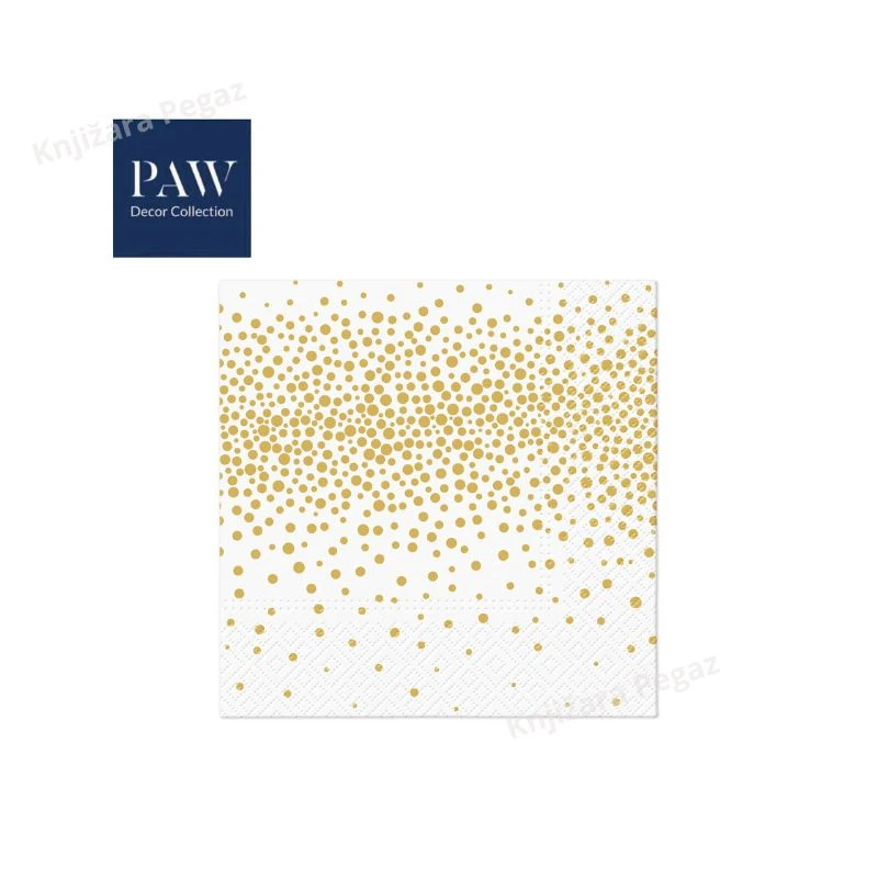 PAW Lux papirne salvete Confetti Gold 33x33 1/20 NS34900 – troslojne dekorativne salvete sa zlatnim konfetama za proslave, rođendane i elegantnu dekoraciju stola