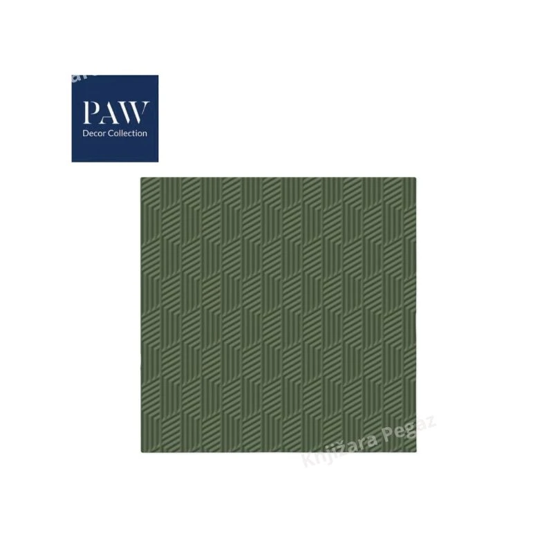 PAW Lux salvete 33x33cm dark green tekstura 1/20 – troslojne dekorativne salvete za sto, svečane prilike, ručak, večeru i aranžiranje trpeze