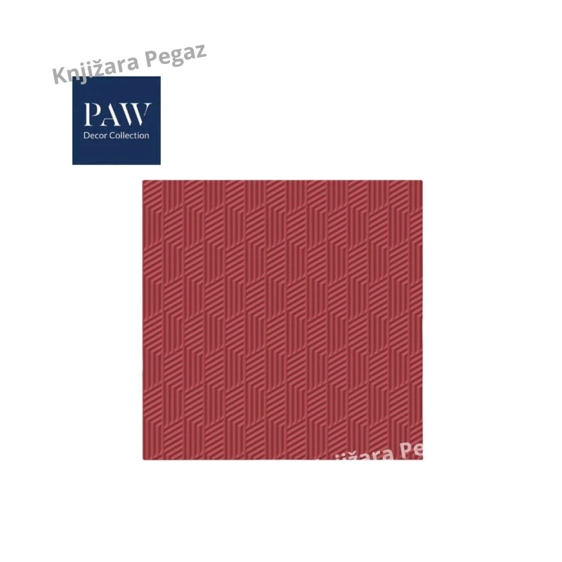 PAW Lux inspiration texture dark red troslojne salvete 33x33 cm, bordo dekorativne papirne salvete od 20 kom za svečanu trpezu