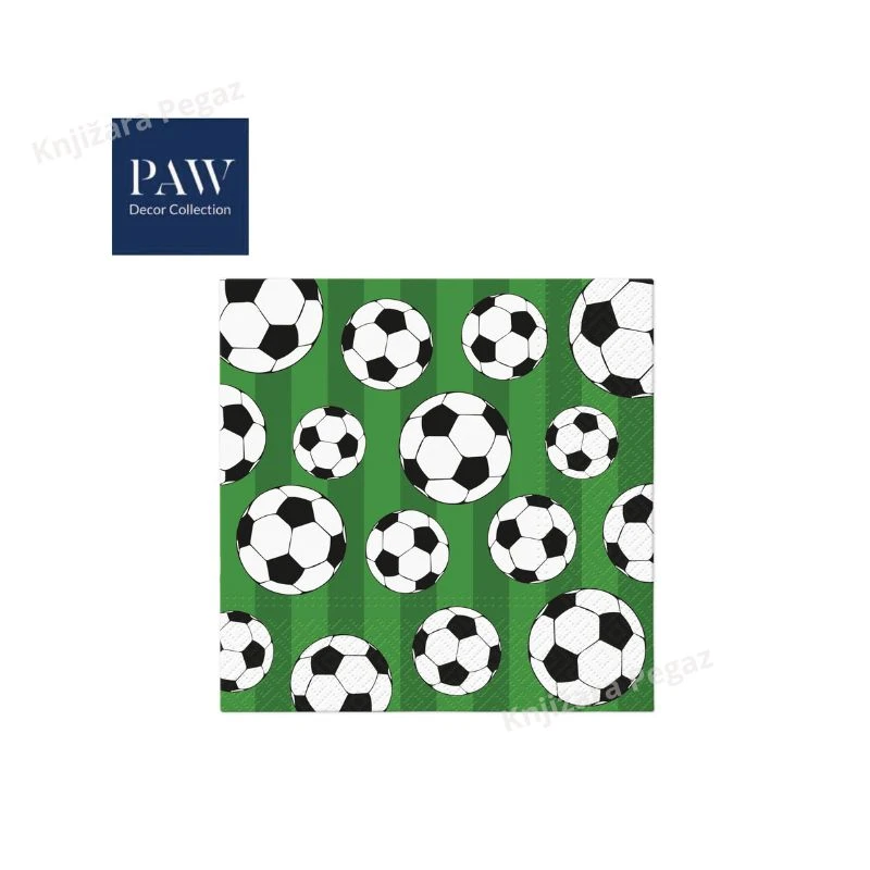 Salvete PAW LUX SOCCER BALL NS34917 33x33cm troslojne papirne salvete sa fudbalskim loptama za rođendan, dečiju proslavu i sportsku party dekoraciju 