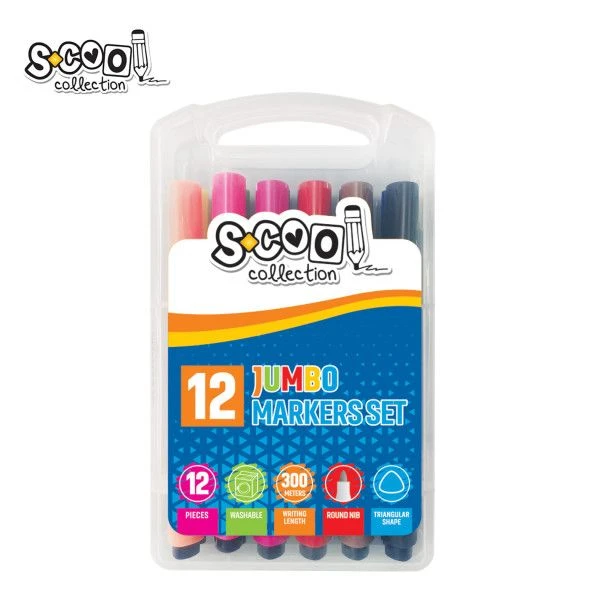 SCOOL Jumbo Marker Set SC2753 – set od 12 markera u intenzivnim bojama