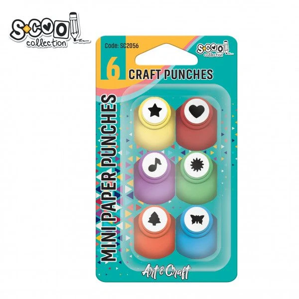 Set bušača S-Cool Art & Craft SC2056 – 6 komada, različiti oblici i boje – kreativni alat za papir, EVA i rukotvorine