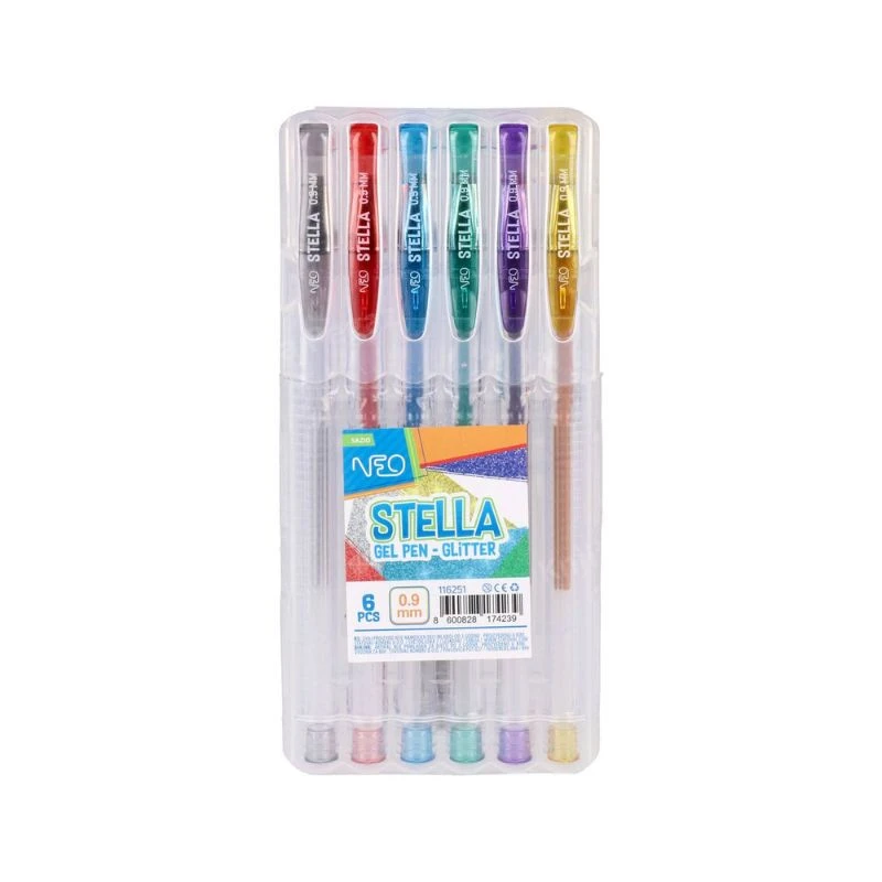 Set gel olovaka sa gliter efektom 0.9 mm – 6 komada šljokičastih gel rolera u raznim bojama za kreativno pisanje, crtanje, dekoraciju i vođenje beleški u školi, kancelariji i kod kuće.
