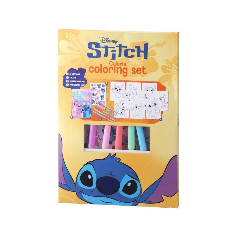 Disney Stitch set za bojenje 325025 sa flomasterima, stikeri, sveska i listovi za bojenje, kreativni set za decu