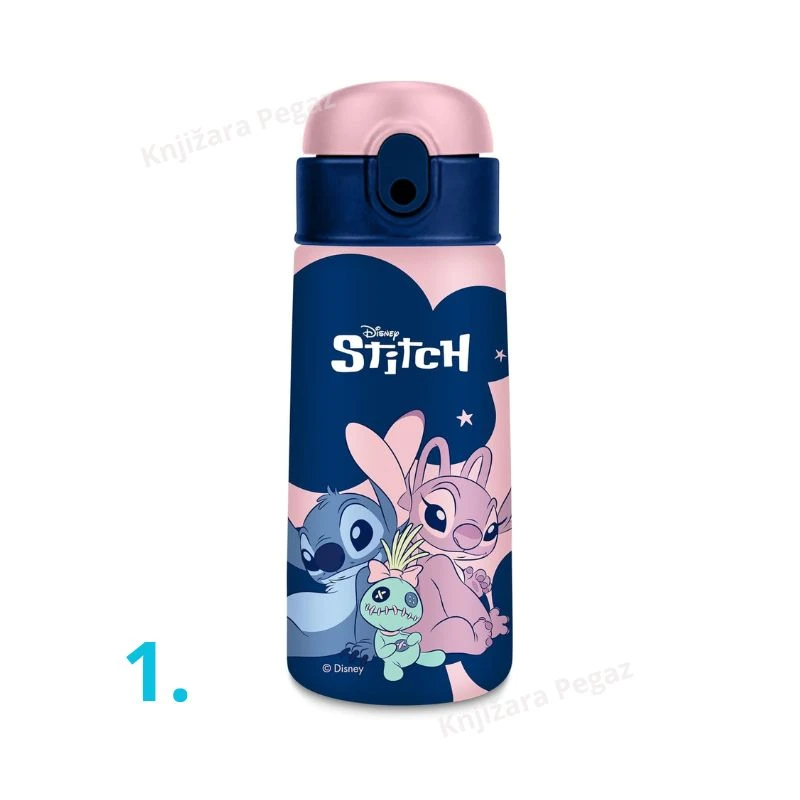 SEVEN Termos Stitch 460ml 30H302515 – dečja termo flašica od nerđajućeg čelika sa slamčicom Disney Stitch BPA Free