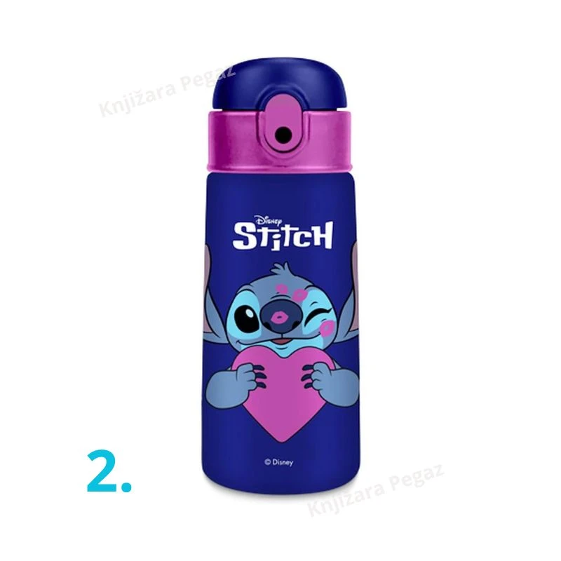 SEVEN Termos Stitch 460ml 30H302515 – dečja termo flašica od nerđajućeg čelika sa slamčicom Disney Stitch BPA Free