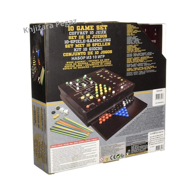 Spin Master Mix 10 društvenih igara u jednom setu – šah, dame, triktrak, mlin i druge igre 6+ SN6033153
