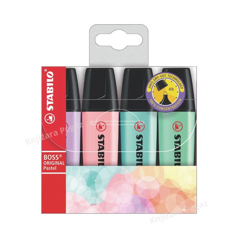 STABILO BOSS ORIGINAL Pastel signiri set 1/4 70/4-2 – pastelni markeri za podvlačenje teksta za školu, fakultet, kancelariju i planer