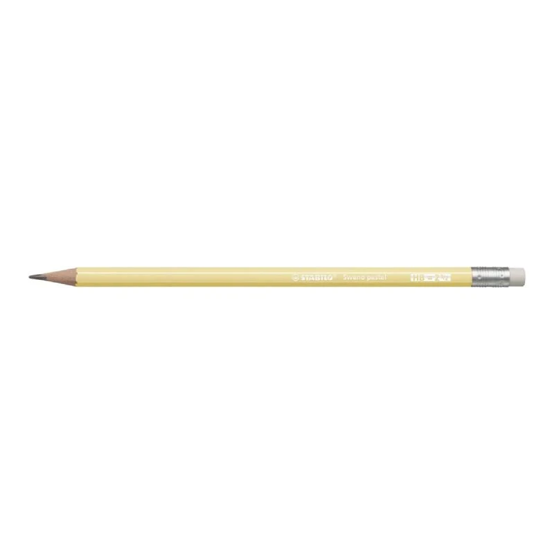 STABILO Swano Pastel grafitna olovka HB 4908-1 žuta (yellow) – heksagonalna olovka sa gumicom, tvrdoće HB, idealna za školu, kancelariju i crtanje