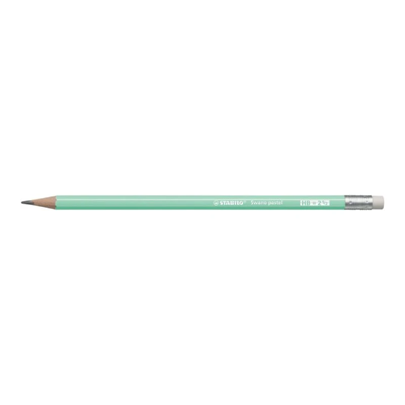 STABILO Swano Pastel grafitna olovka HB 4908-2 zelena (green) – pastelna olovka sa gumicom, tvrdoće HB, idealna za školu, kancelariju i kreativni rad