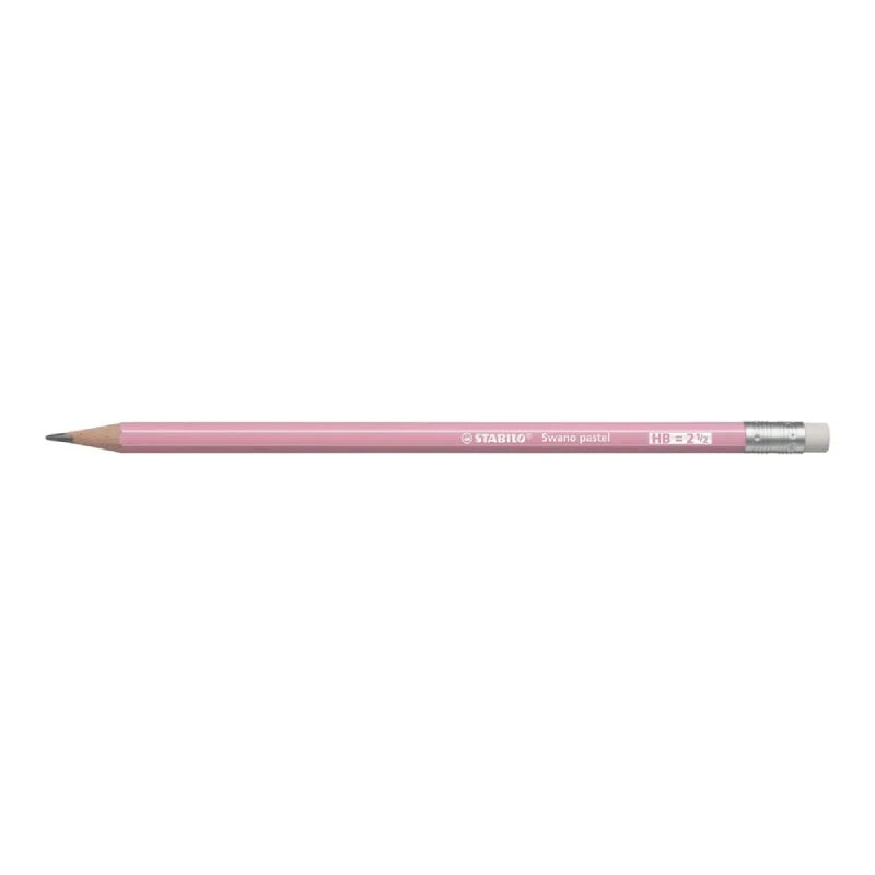 STABILO Swano Pastel grafitna olovka HB 4908-5 roze – heksagonalna olovka sa gumicom, tvrdoće HB, idealna za školu i kancelariju