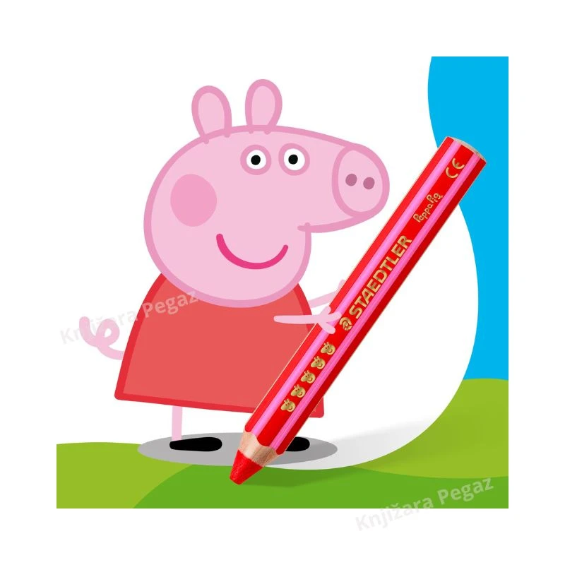 STAEDTLER Noris Junior Peppa Pig drvene bojice 3u1 za decu 1/6 sa rezačem; bojice, voštane bojice i akvarel bojice u jednom setu model 140 C6 L1
