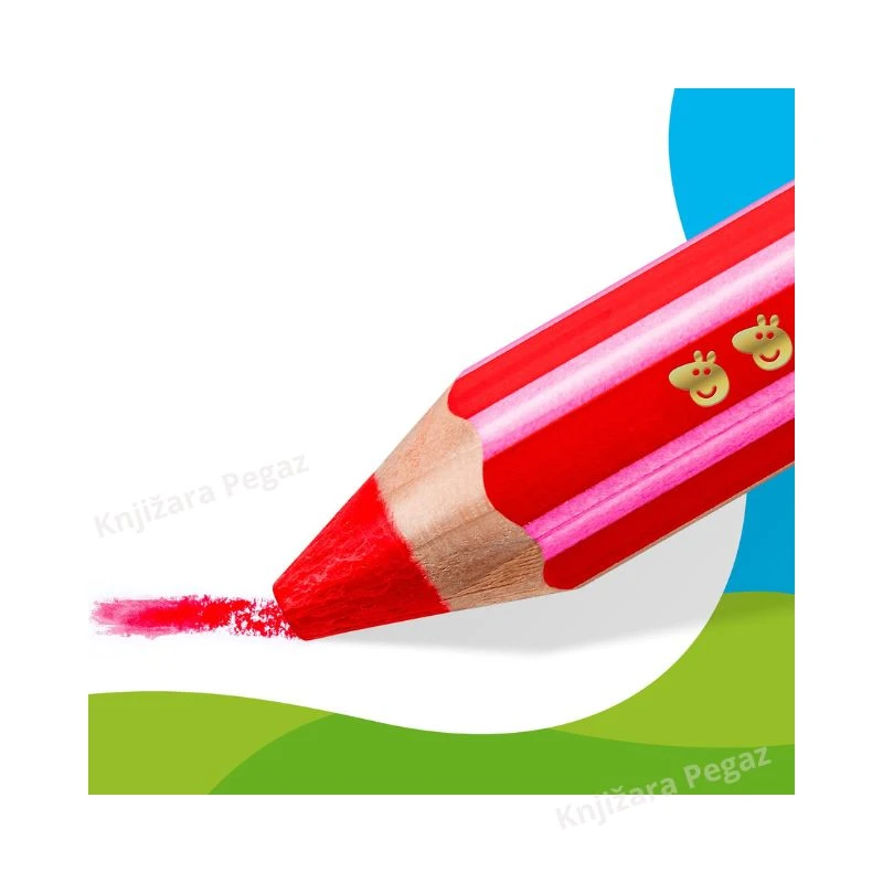 STAEDTLER Noris Junior Peppa Pig drvene bojice 3u1 za decu 1/6 sa rezačem; bojice, voštane bojice i akvarel bojice u jednom setu model 140 C6 L1