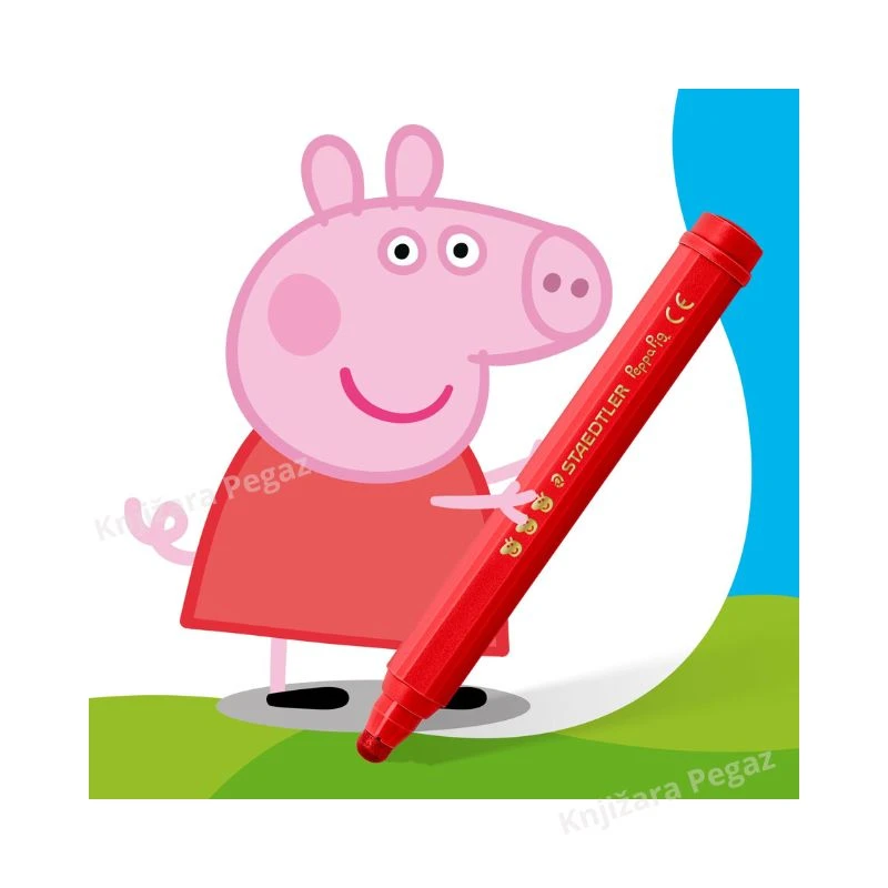 STAEDTLER Noris Junior Peppa Pig flomasteri za decu 1/6, jumbo flomasteri za crtanje i bojenje, perivi debeli flomasteri za najmlađe 2+ model 329 C6 L1
