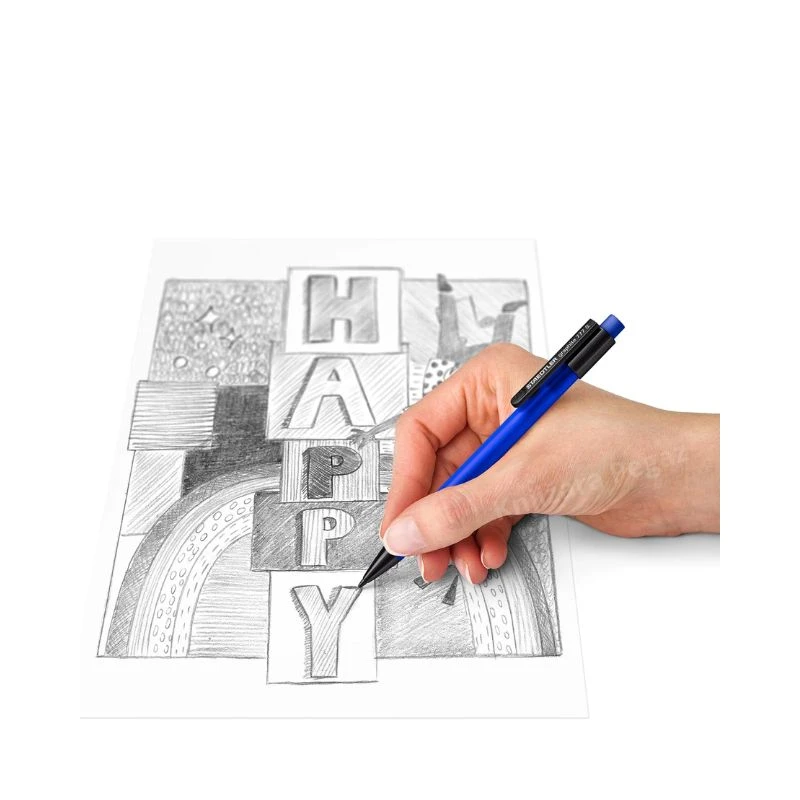 STAEDTLER Graphite 777 tehnička olovka 0.7 mm plava – izdržljiva mehanička olovka sa ergonomskim gumenim telom, rešetkom protiv lomljenja mine i velikom gumicom za precizno pisanje i crtanje